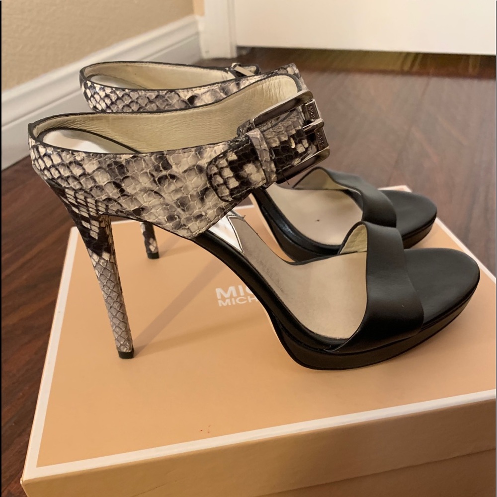 Michael Kors Snakeskin Open Back Heels